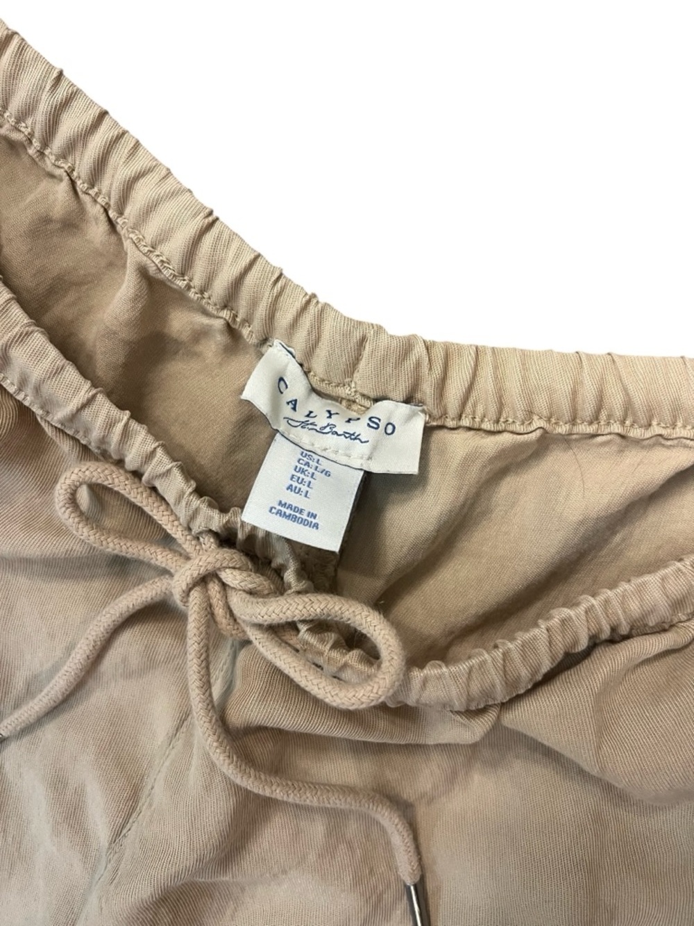 Calypso St. Barth Wide-Leg Drawstring Pants in Soft Cream - Picture 2 of 7